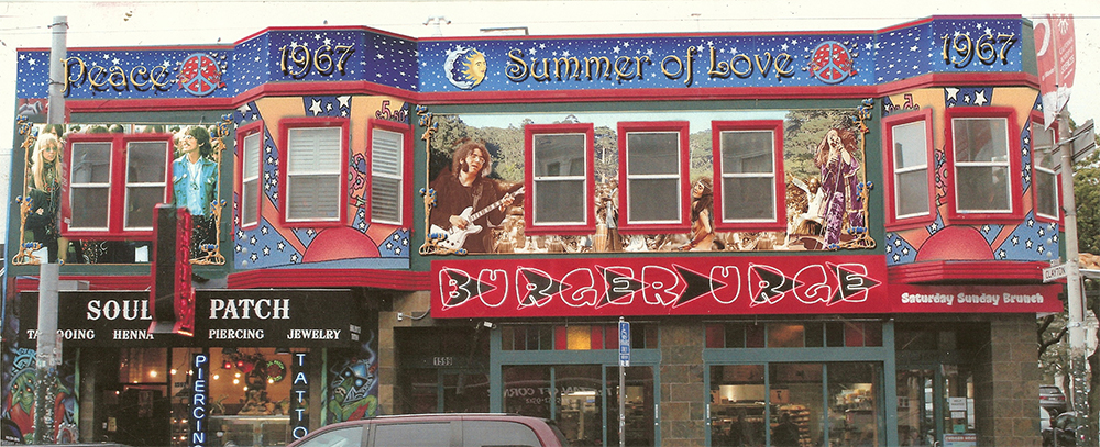 Haight-Ashbury mural in San Francisco by artist Bill Weber 615x251